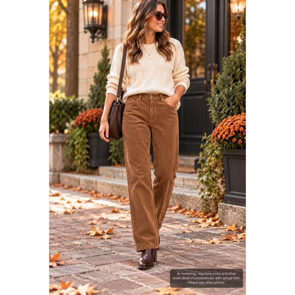 Lauren Ralph Lauren Brown Corduroy Straight Leg Pants Size 10 Dark Academia